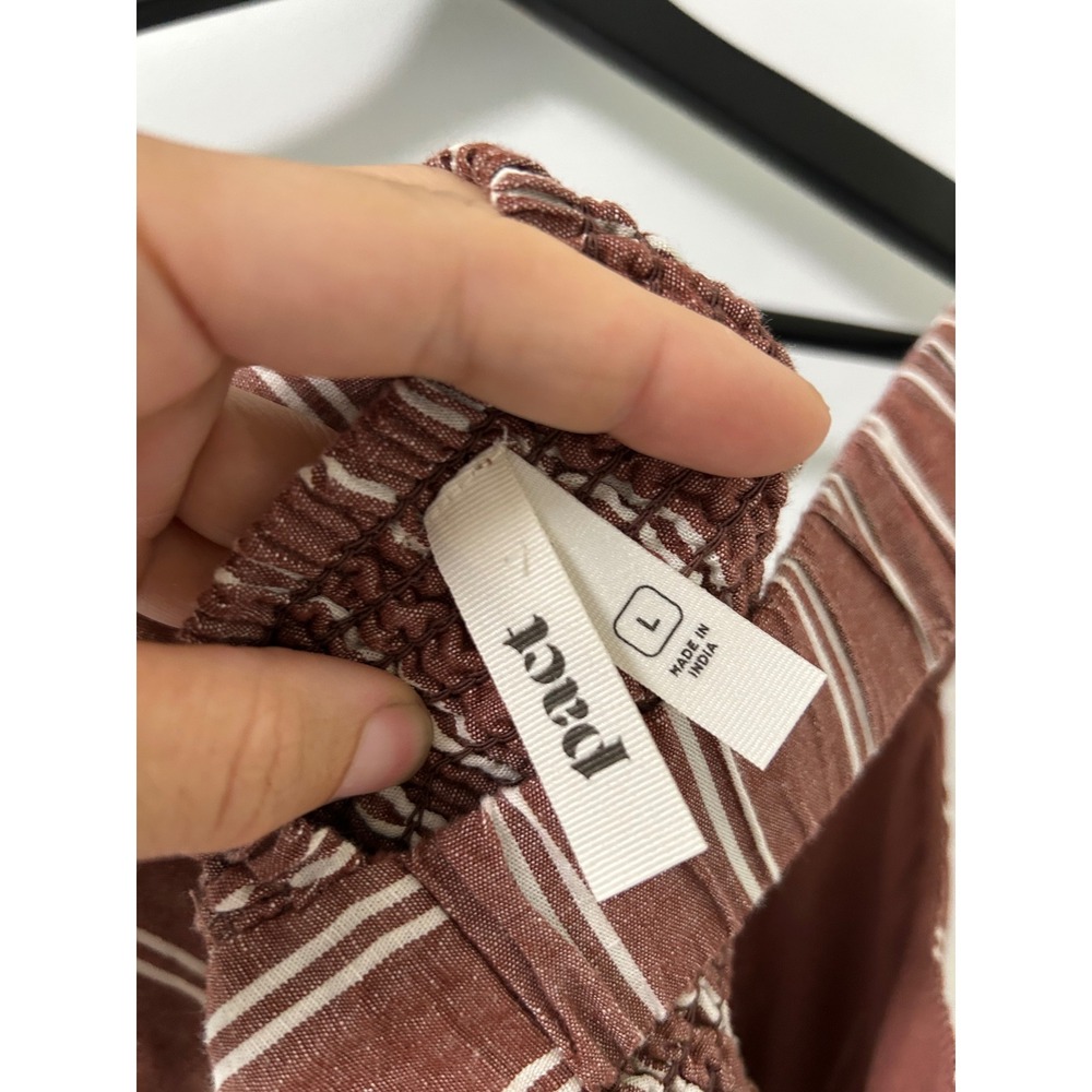 Pact Canopy Striped Midi Dress Womens Size L Brown Rust Sustainable Pockets - Picture 6 of 10